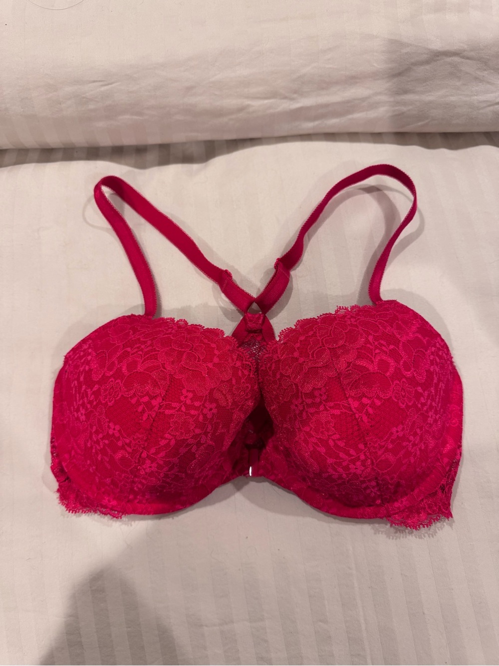 Victoria's Secret Bright Red Lace Push-Up Bra with Racerback Detail